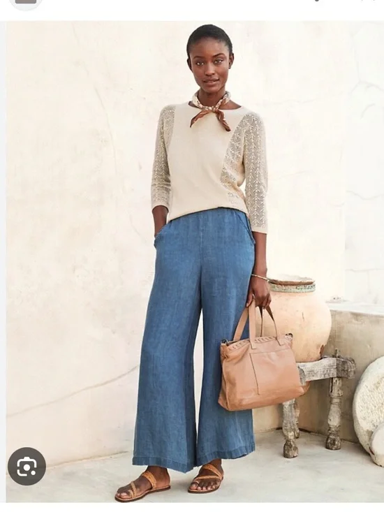 CP Shades Wendy Pants. Super wide leg. 100% Linen. Elastic waist. Quiet luxury - Picture 1 of 12